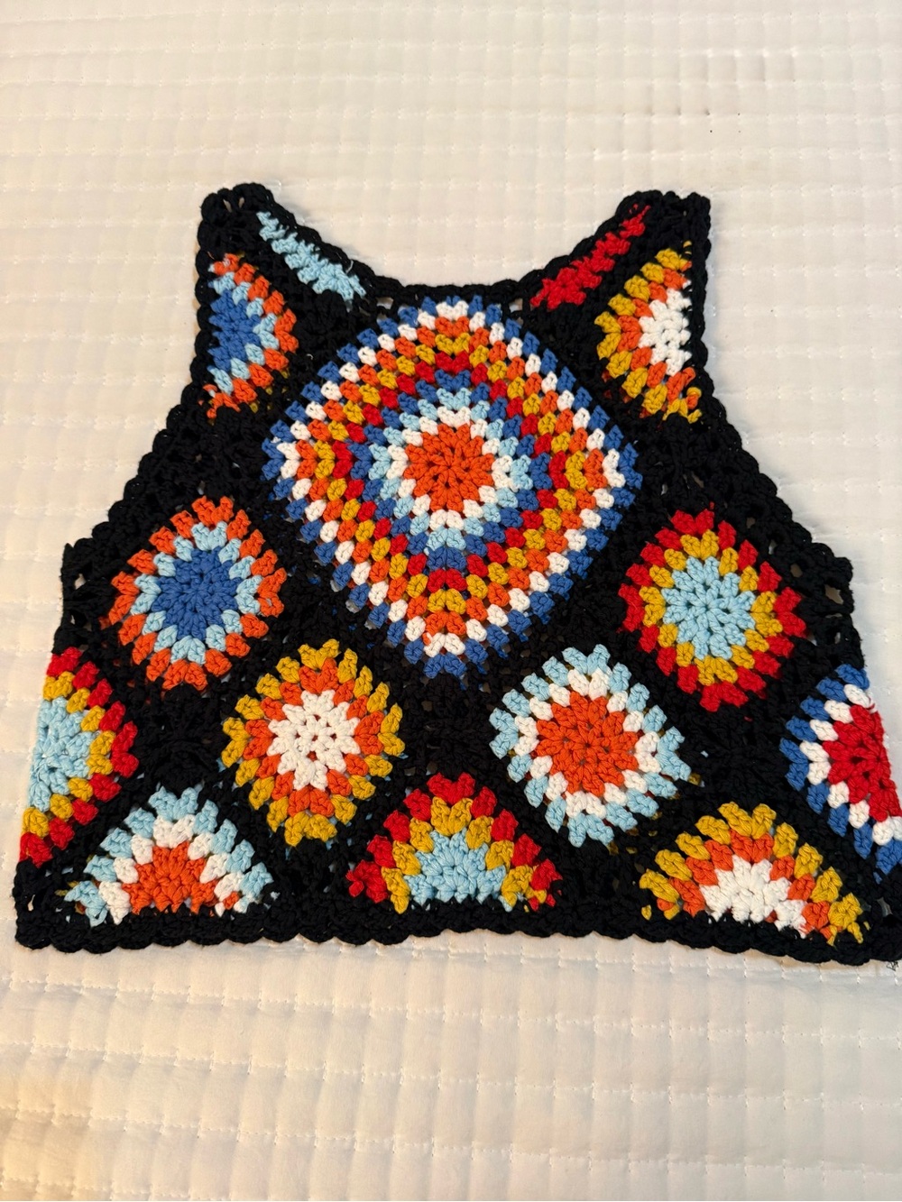 Altard State Black Multicolor Crochet Crop Top
